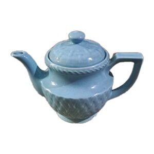 Vintage 1940s Hall Blue Mist/Blue Spice Teapot Birch Pattern Made USA